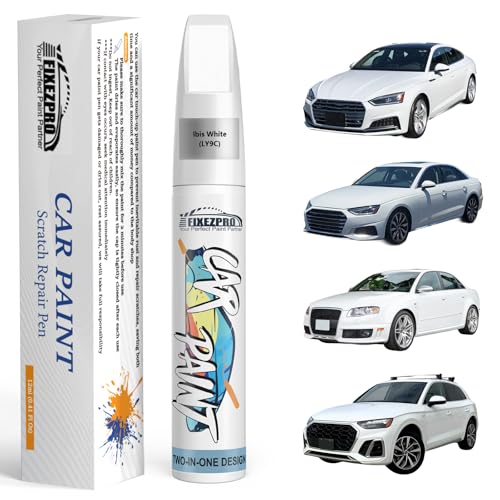 Image of LY9C Ibis White Touch Up Paint for Audi, Exact Color Match Car Paint Scratch Repair Remover Pen Kit Quick & Easy Fix Vehicle Chips and Automotive Nicks Scuff