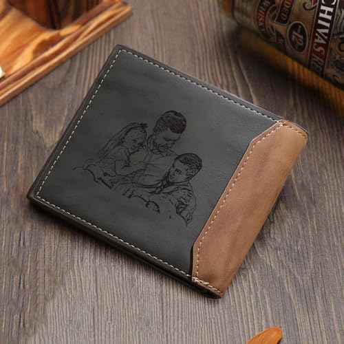 Image of Fathers Day Wallet Gift for Dad,Personalized Custom Photo & Name Wallets for Men Husband,Customized Leather Picture Wallet for Father's Day,Valentine's Day (Style 3)