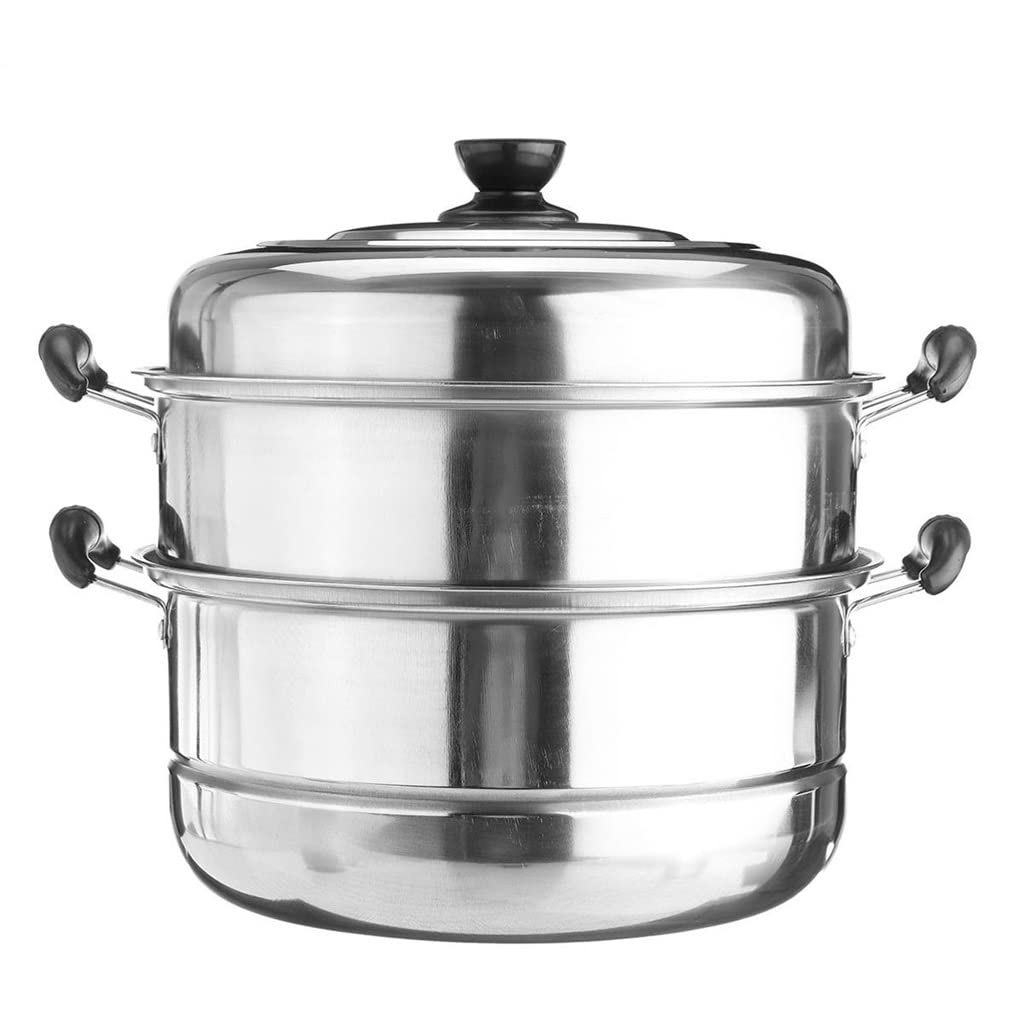 GTHTUHFD Stainless Steel Three-Layer Thickened Steamer Soup Pot Universal Induction Cooker Gas Stove,size_name-30cm