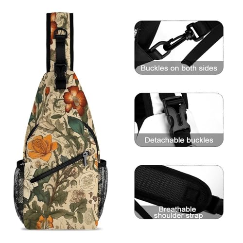 Donkey And Flower Sling Bag for Men Women - Adjustable Crossbody Chest Backpack, 15" Travel Hiking Fanny Pack3