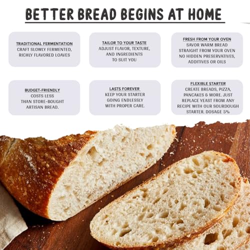 Image of Alla's Posh Flavors Dry Active Sourdough Starter | Instant Culture for Homemade Artisan Bread, Baguette, Ciabatta, Focaccia & Pizza Crust | Direct Use | Commercial Yeast Replacement | 5 x 10 g Sachets