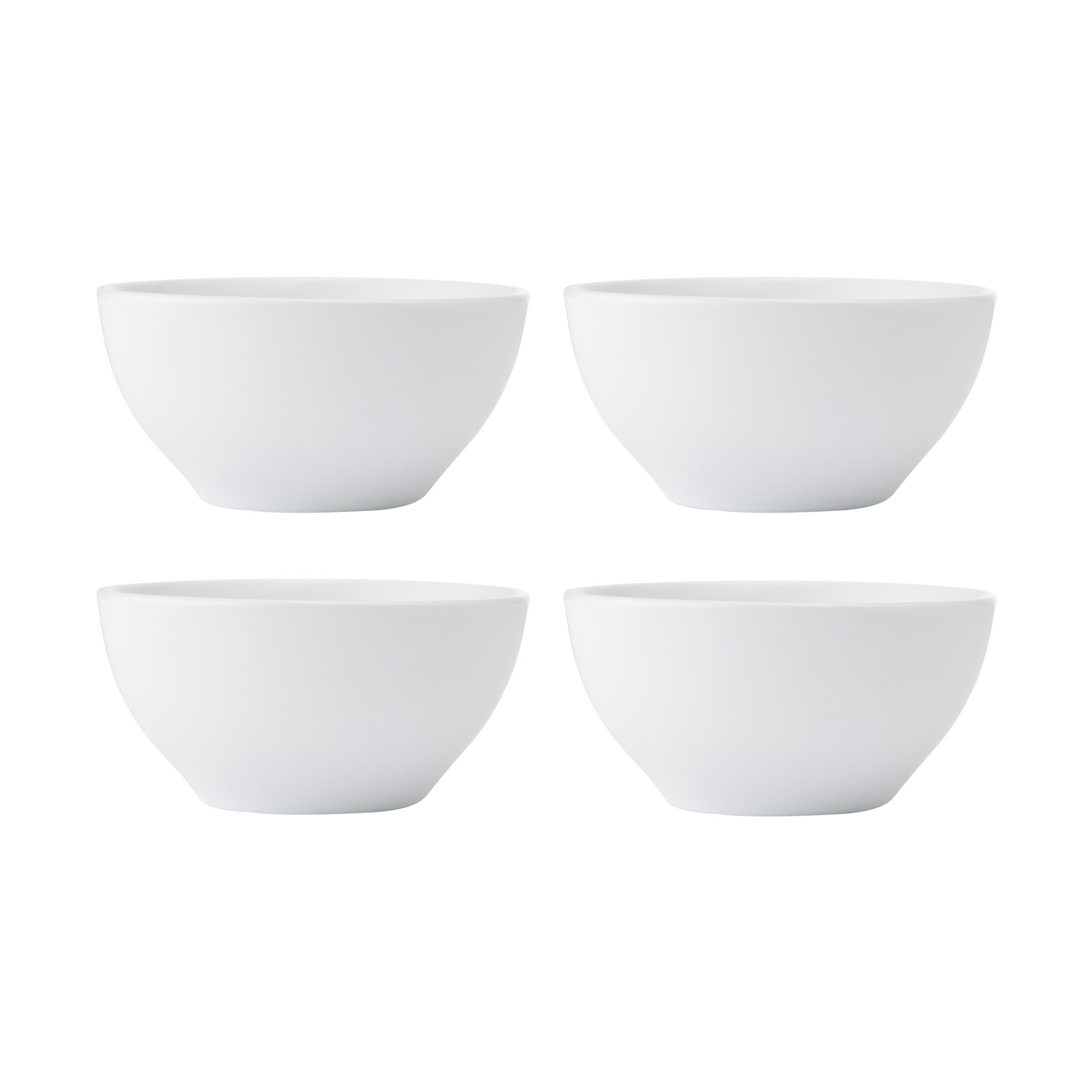 MIKASA Chalk White Porcelain Nibble Bowls, White Glossy Round Bowls, Ideal for Tapas, Appetisers, Desserts, Side Dishes, Dishwasher Safe, Set of 4, 10cm