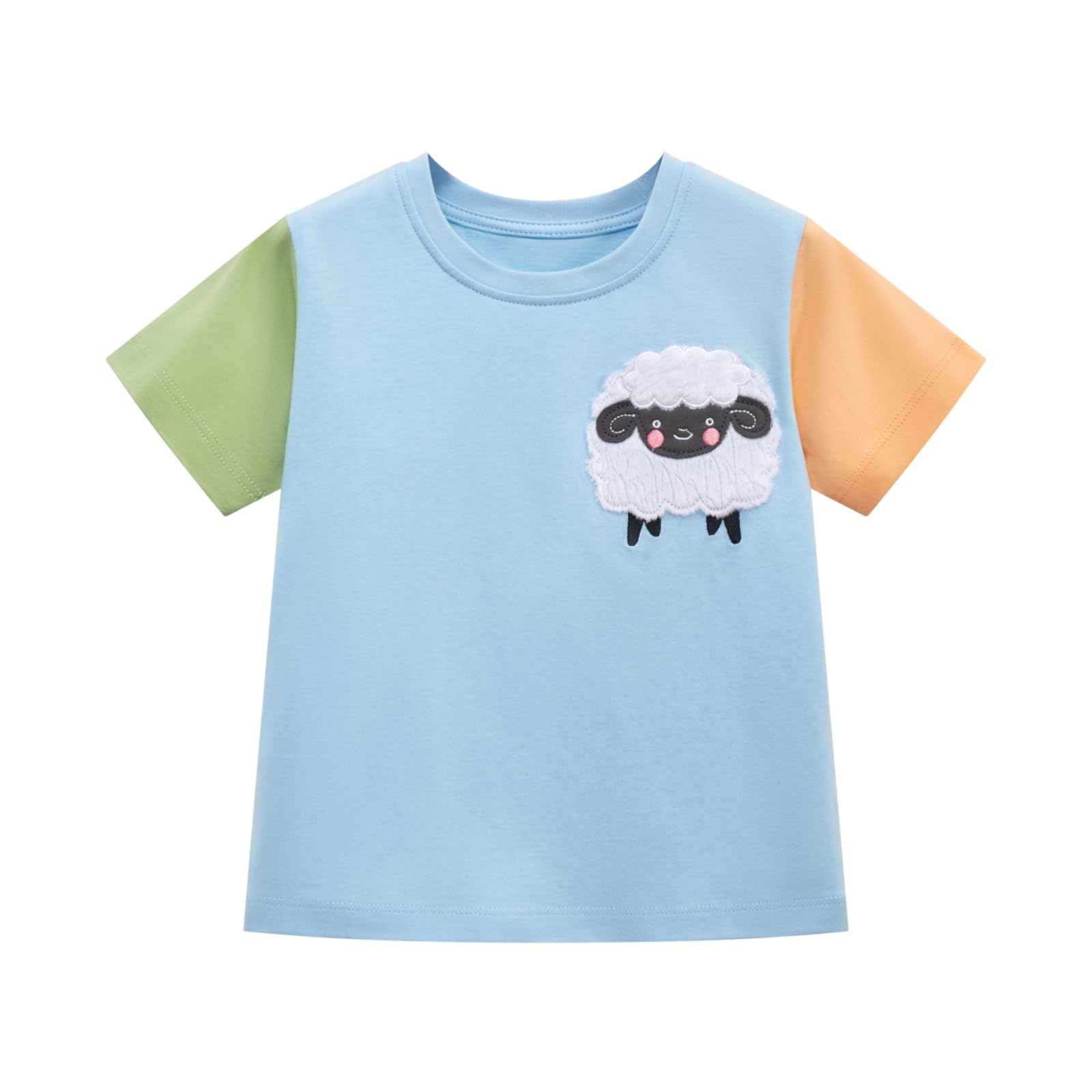 Kids' Short-Sleeve T-Shirt Crewneck Active Tee 100% Cotton Causal Tops﻿ for Girl Boy Toddler