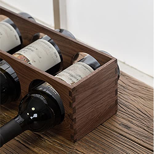Soporte para 3 botellas de vino de madera nogal miniatura 3