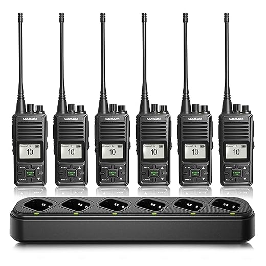 SAMCOM Long Range Two Way Radio,6 Pack 3000mAh High Power 2 Way Radios Walkie Talkies for Adults Rechargeable, FPCN10A Heavy Duty Programmable UHF Handheld Radios with 6-in1 Multi-Unit Charger Gang