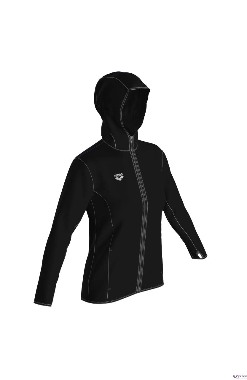 ARENA Women's Standard Gym Hooded Spacer Full-Zip Jacket, Black, M