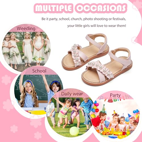 Image of Flaryzone Girls Sandals Open Toe Summer Flats Dress Sandals Shoes Toddler /Little Kid