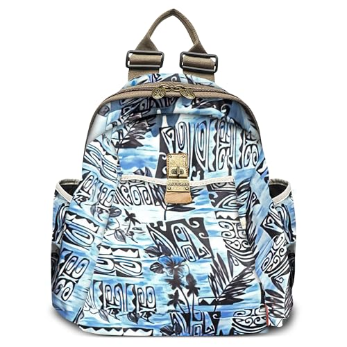 Moda Stampato Zaino Da Donna Per 14 Pollici Computer Portatile Casuale Borse A Tracolla Leggero Nylon Laptop Viaggio Lavoro Shopping Scuola Multifunzionale Dayback Blu