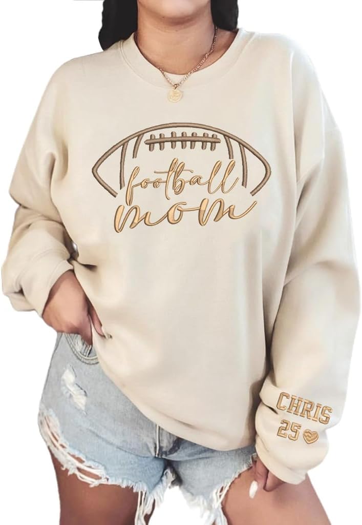 Personalized Sport Mom Sweatshirt, Custom Name and Number on Sleeve, Game Day Outfit, Mothers and Team Supporters