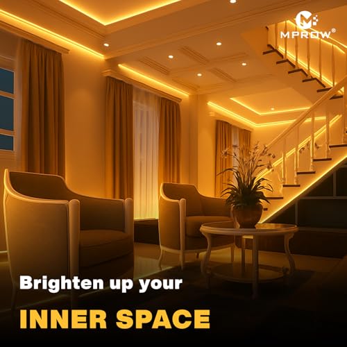 Image of MPROW 5 Meter LED Rope Light | 120 LEDs /Meter Waterproof Strip Light | Warm White Cove Light for False Ceiling, Diwali, Balcony & Indoor Decoration (Warm White, 45 Meter)