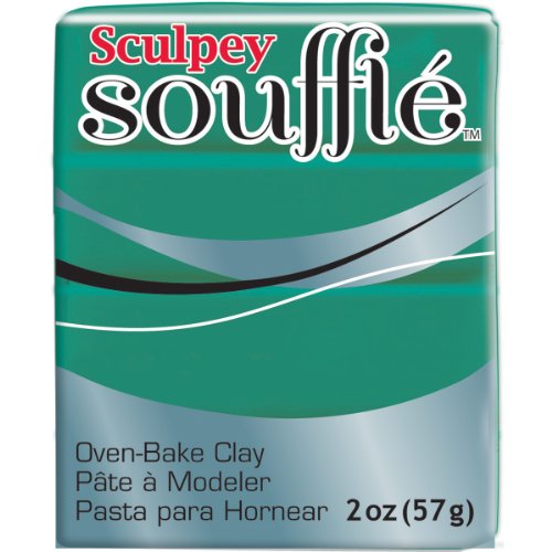 Sculpey SoufflÃ© Polymer Oven-Bake Clay, Jade Green, Non Toxic, 1.7 oz. bar, Great for jewelry making, holiday, DIY, mixed media and more! Premium light-weight oven bake clay.