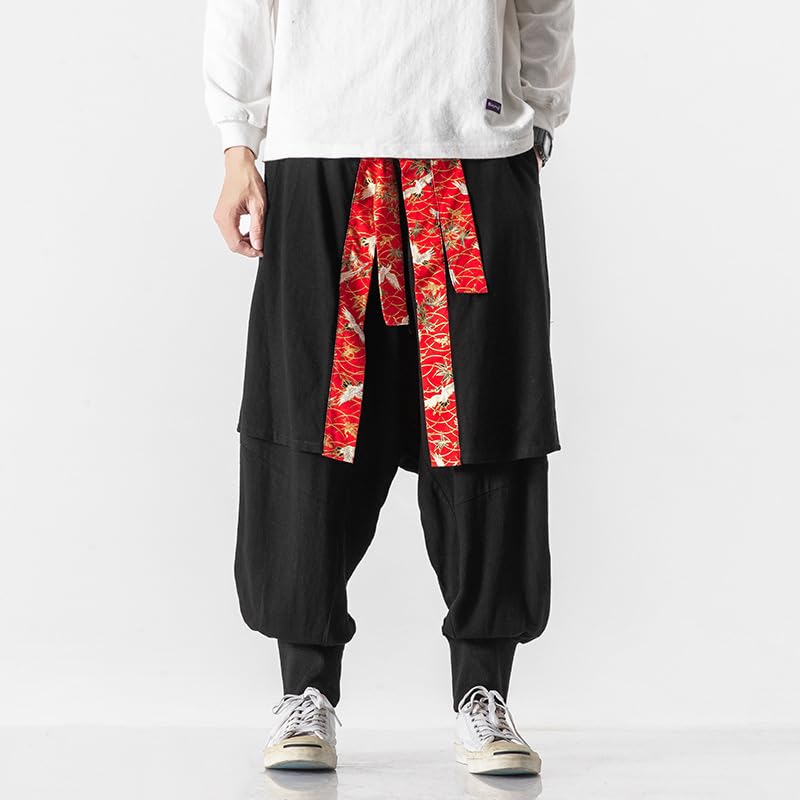 GUOYUXIAO Men's Pants Spring Chinese Style Autumn Wide-Leg Retro Trouser3