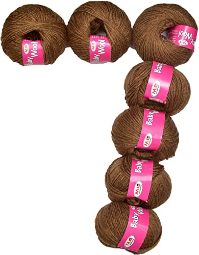 Image of M.G ENTERPRISE Prime Baby Wool 100% Acrylic Yarn Choclate 7 Pc 4 ply Ball Hand Knitting Wool /Art Craft Soft Fingering Crochet Hook Yarn- Art-AFJB