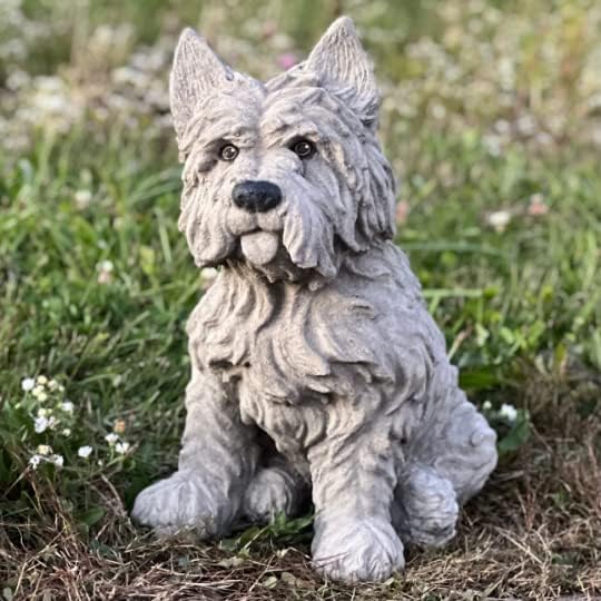 Generic White Concrete/Stone Scottie Dog Statue, Outdoor Statue, Realistic Stone Look, Durable Lawn Statue