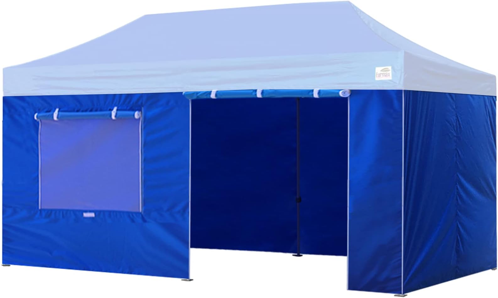 Eurmax USA Full Zippered Walls For 10 x 20 Easy Pop Up Canopy Tent,Enclosure Sidewall Kit with Roller Up Mesh Window and Door 4 Walls ONLY,NOT Including Frame and Top(Blue)