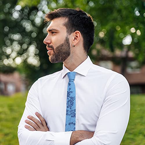 Image of Mantieqingway Men's Cotton Floral Neck Tie 2.56'' Printed Skinny Tie
