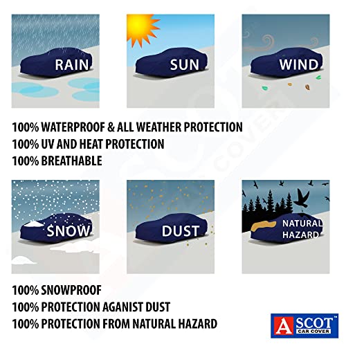 Image of ASCOT, CAR COVER for Hyundai Grand i10 Nios Car Body Cover Waterproof 3 Layers Custom-Fit All Weather for Indoor & Outdoor Use (NIOS ASTA, TIEBOND Blue)