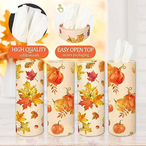 Whaline-4Pcs-Thanksgiving-Fall-Car-Tissue-Holder-with-Facial-Tissues-3-Ply-Watercolor-Pumpkin-Leaves-Travel-Tissue-Tubes-for-Fall-Autumn-Thanksgiving-Car-Tube-Face-Towel-Tissue-Box-Round-Container Whaline 4Pcs Thanksgiving Fall Car Tissue Holder with Facial Tissues 3 Ply Watercolor Pumpkin Leaves Travel Tissue Tubes for Fall Autumn Thanksgiving Car Tube Face Towel Tissue Box Round Container