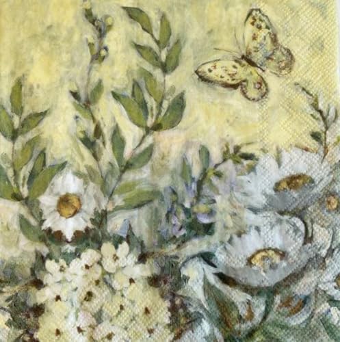 Set of 2 Individual Decoupage Paper Party Napkin Daisy Daisies Flowers Watercolor Decor Luncheon Napkins for a Birthday Holiday, Wedding, Cocktail Party