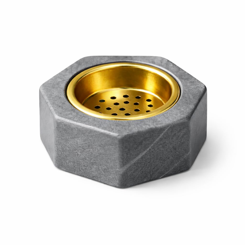Mini Bakhoor Burner Resin Incense Holder with Metal Cup – Charcoal Oud Burner Compact Hexagon Design – Small Home Fragrance Burner 8cm – Red Black Grey White Set JR2612 (Grey)