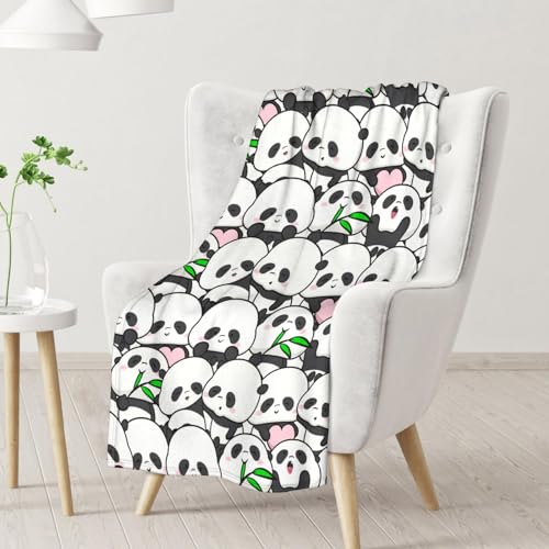 Mercuryelf Panda Throw Blanket - Soft, Fuzzy & Warm - 40x50 Inches Flannel Blankets for Travel, Office - White Funny Throws Gift for Kids