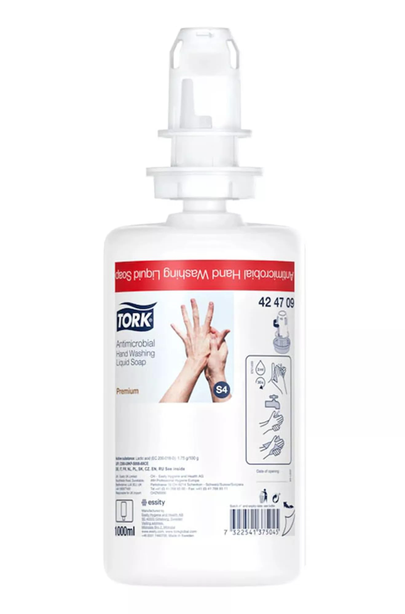 Tork sapone liquido antibatterico igienizzante mani S1, dermatologicamente testato, 6 × 1.000 ml, 420709