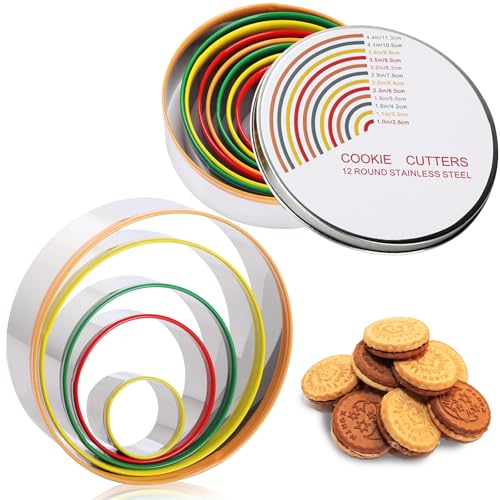 GeeRic Lot de 12 Emporte-pièces Ronds en Acier Inoxydable pour Pâtisserie
