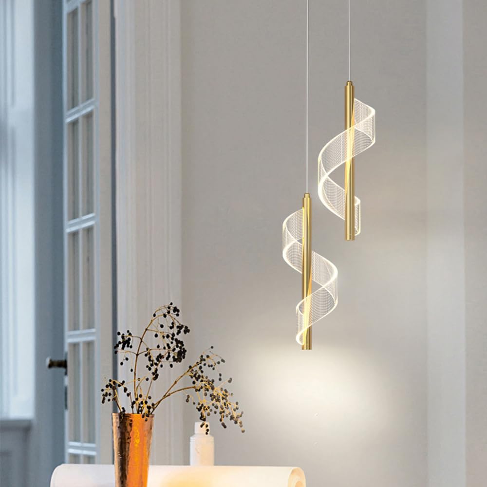 Mengjay Nórdica Moderno Lamparas Colgantes de Techo Diseño lineal,LED Lámpara Colgante en metal, Plafon Led Techo Lámpara de Araña para Sala de Estar Dormitorio Mesita Noche Comedor (Oro, S)