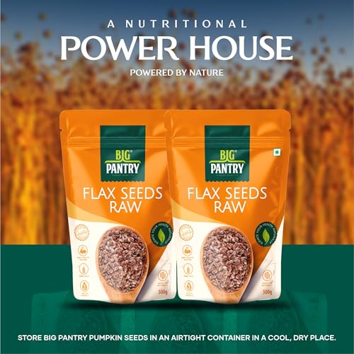 Image of Big Pantry Flax Seeds 500g | Alsi Seeds for Hair, Heart & Skin Health | Rich Source of Protein, Iron, Dietary Fibre & Omega-3 | Raw Flax Seeds for Cholesterol & Weight Management | (Pack of 2)