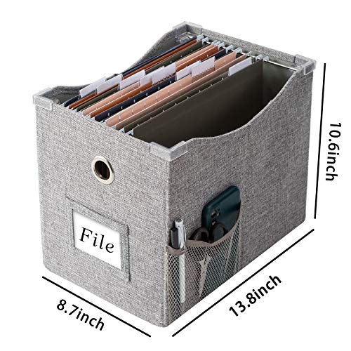 Linen File Boxes With Metal Sliding Rail For Letter Size [2Pack] File Storage Box With Extra Pocket Storage Collapsible Hanging File Storage Organizer Storage Filing Boxes File Organizer Box (2) #TOP5