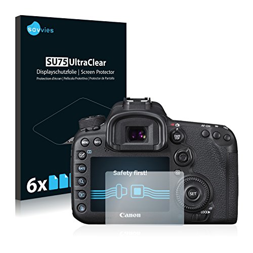 savvies Protector Pantalla para Canon EOS 7D Mark II 6 Unidades   Película Ultra Transparente