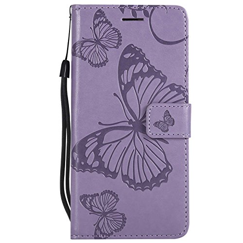 DENDICO Cover per Huawei P9 Lite, Pelle Portafoglio Custodia per Huawei P9 Lite Custodia a Libro con Funzione di appoggio e Porta Carte di Credito - Viola