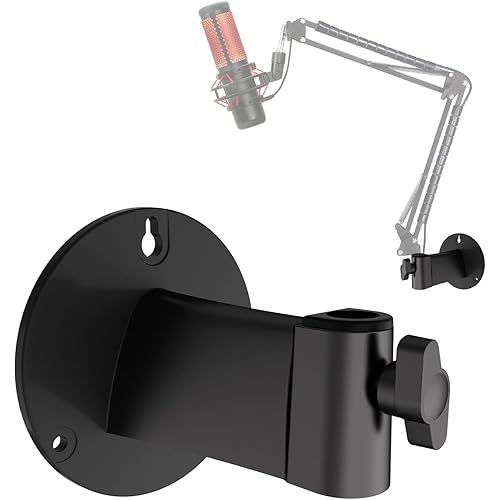 Wall Mount Boom Arm - Wall Mount Microphone Holder for Stand, Vertical Surface Mount and Freely Swiveling Metal Wall Mount Clip Suitable for Saves the Desk Space, Mic Stand Accessories by YOUSHARES