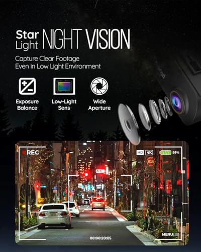 Image of Pronod X1 5K Dash Cam for Car 4K Front & 1K Rear | Sony STARVIS 2 | AI Voice Control | ADAS | GPS Tracking | WiFi App | 24H Parking Mode | 2.45 inch Display | Supports 512GB | with Mic
