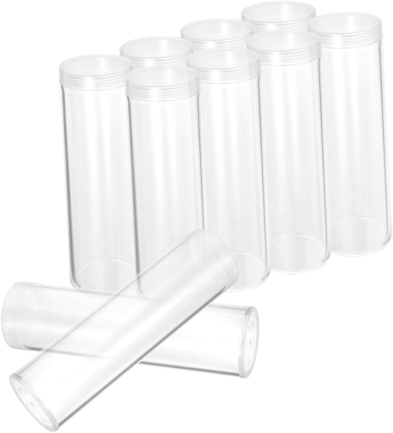 10pcs plastic containers coin collecting holder coin holder tubes clear coin tubes coin collecting container quarter holder Collection supplies commemorative coin Storage dispenser (27MM)