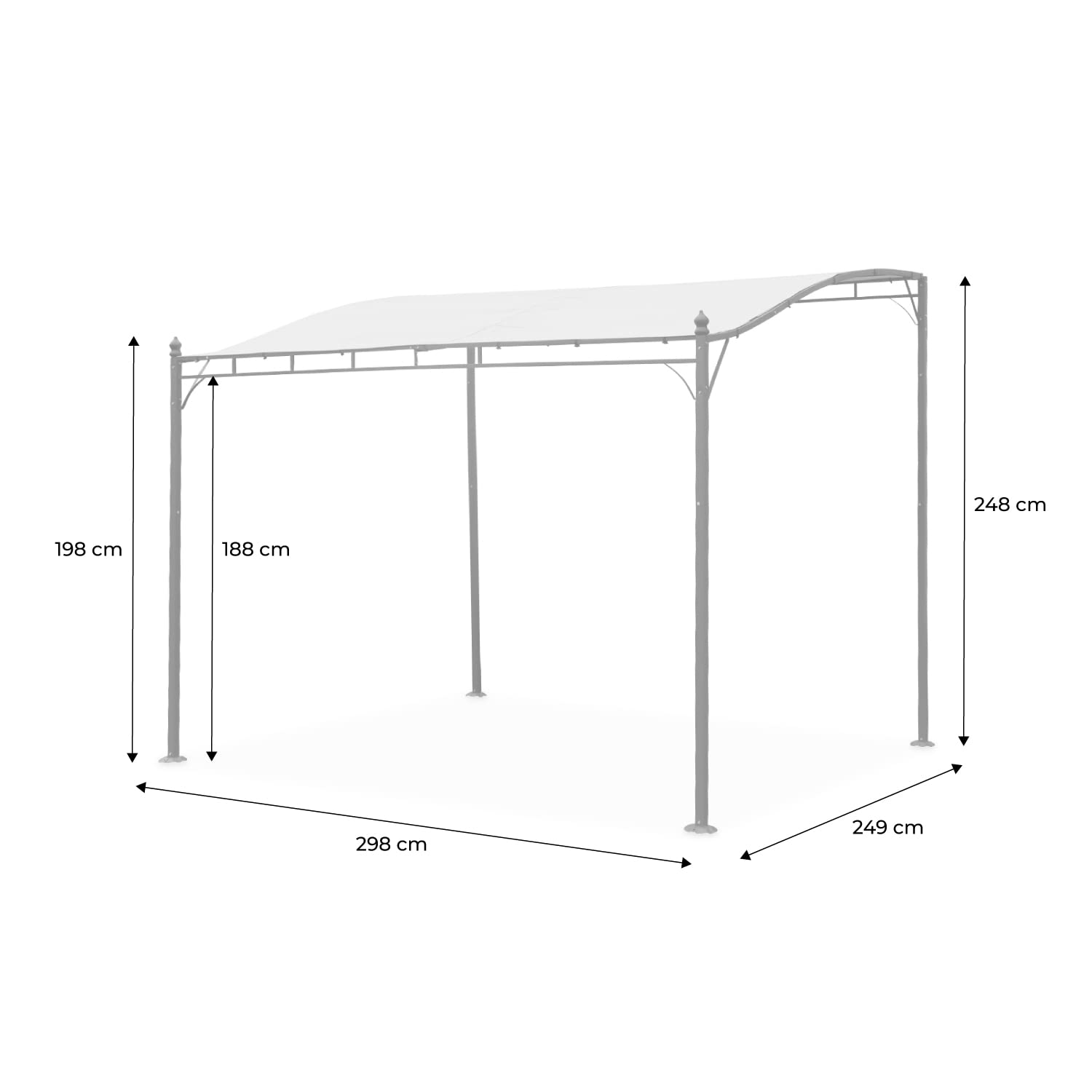 Pergola adossée 3x2.5m Brestum Toile Taupe Murale