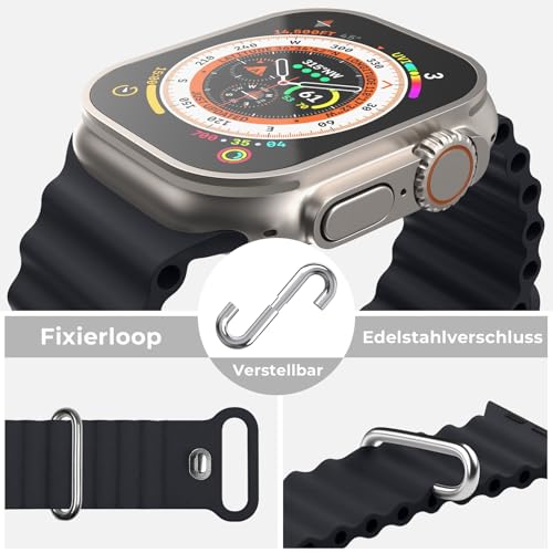 HdanMole Silicone Ocean Strap Compatible with Apple Watch Ultra 3 2 1 49mm 46mm 45mm 44mm 42mm 41mm 40mm 38mm, Soft Sport Band for iwatch Series 11 10 9 8 7 6 5 4 SE 3 2 1, Midnight - Image 2