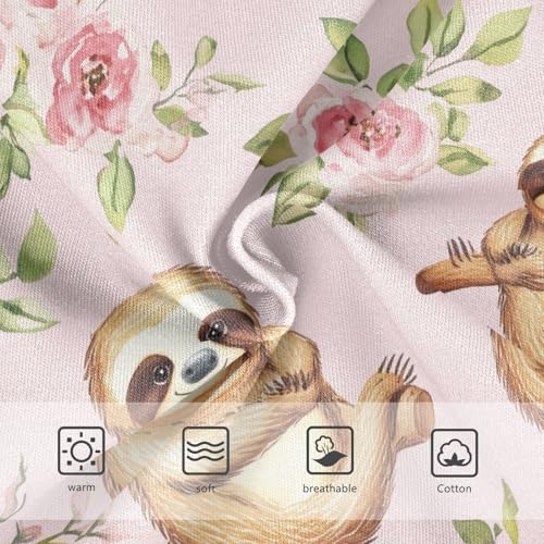 Wusikd Sloth Flowers Girls' Underwear Cotton Cute Girls Briefs Soft Toddler Underwear 2T3