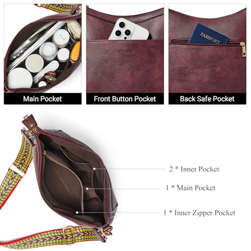 Image of Leather Crossbody Purse for Women Crossbody Bag for Daily Travel | Trendy Vegan Leather Medium Crossbody Purse with Adjustable Strap Women's Hobo Shoulder Handbags for Work