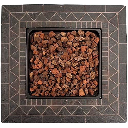 Endless Summer 30 Inch Square 30,000 Btu Lp Gas Outdoor Propane Gas Lava Rock Patio Fire Pit Table With Slate Tile Mantel, Brown #TOP2