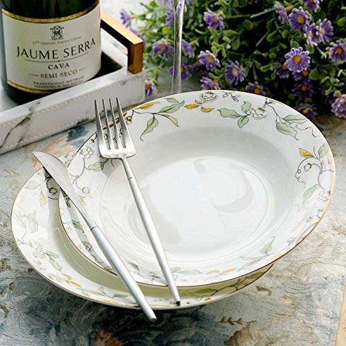 Bone China Soup Pot deep Plate Ceramic Wedding Plate Leaf Gold bar Painted Dinner Plate 8 inches Bone China Soup Pot deep Plate Ceramic Wedding Plate Leaf Gold bar Painted Dinner Plate 8 inches