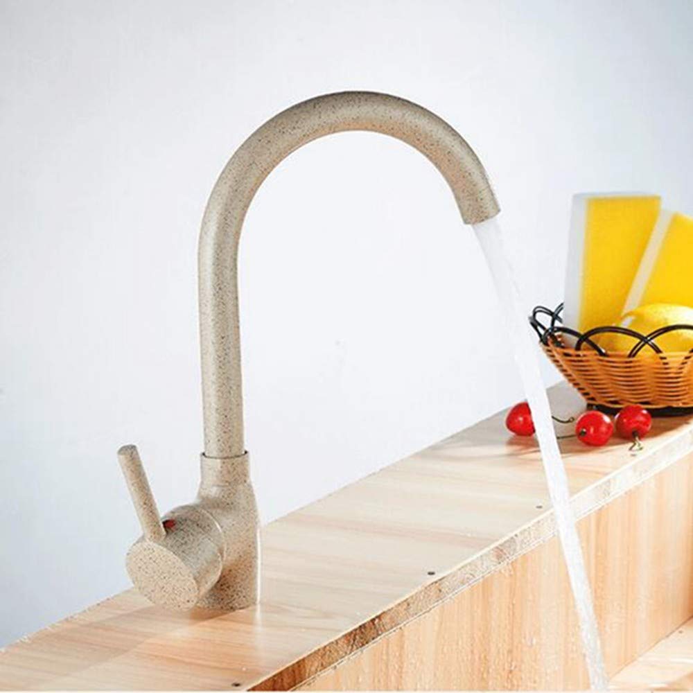 ZYCHSJXA 360 Ronating Kitchen Faucet Quartzite Color Sink Tap Stone Basin Kithchen Faucets 3 Colors Cold Hot Water Mixer,Beige with Dot