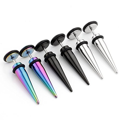 image for PiercingJ 3pairs 16G Stainless Steel Taper with O ring Stud Earring/Il