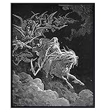 Grim Reaper Poster - Satanic Decor - Lucifer Merchandise - John Milton Paradise Lost - Hail Satan - Beelzebub - Gothic Home Decor - Goth Wall Art - Pagan Print - Paganism Gifts - Dore Illustrations