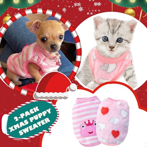 2-teiliges Hundekleid mit Teetasse, niedlicher Fleece-Welpenpullover für kleine Hunde (Größe XXS)