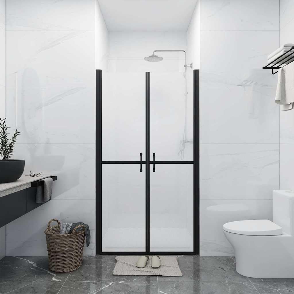 Porta doccia in vetro di sicurezza ESG opaco, 5 mm (73-76) x 190 cm, telaio in alluminio con maniglia, porta doccia a nicchia, per bagno, con guarnizione e cerniera