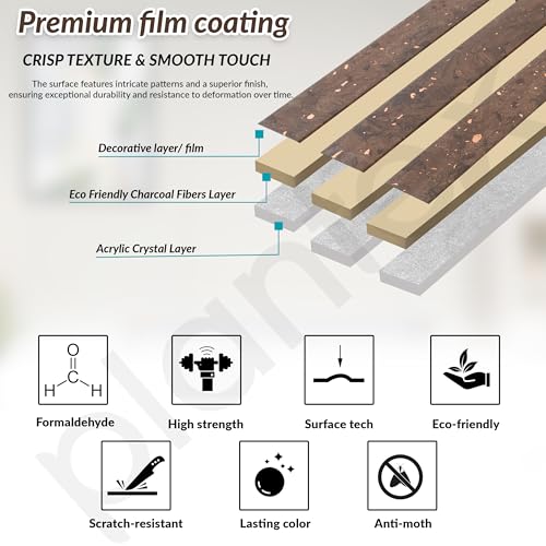 Image of Plantex Wall Panels /Louvers Panel for Wall 8 Feet /Charcoal Panel for Interior Wall Decor /3D Wall Panel - Pack of 7 Covers - 21 Sq. Ft, Size-5 Inch x 8 Feet (Cocoa Wooden)