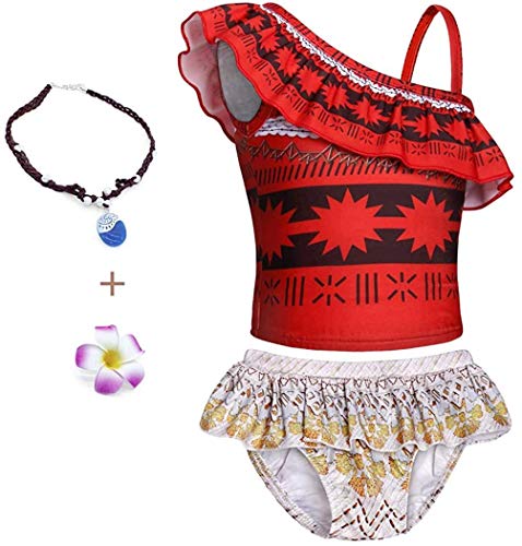 Image of AmzBarley Girls Swimwear 2 Pieces Bathing Suit Ruffle One Shoulder Swimsuits Bikini Set Swimming Skirts