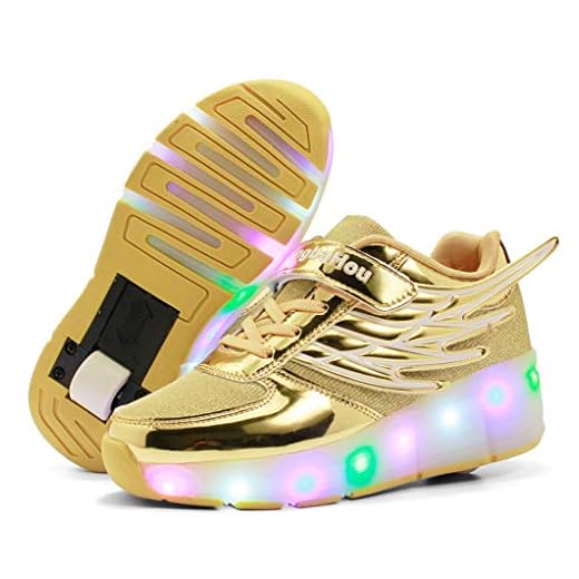 Nsasy Roller Shoes Kids LED Light Up Wheel Shoes Girls Sneakers