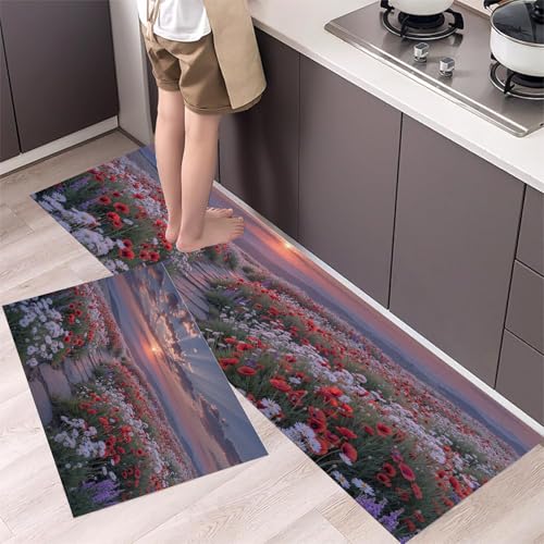 Alfombrillas de cocina de 2 piezas para proteger el suelo contra salpicaduras 4